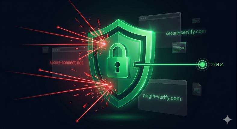 A glowing security shield deflecting unauthorised chatbot embed attempts