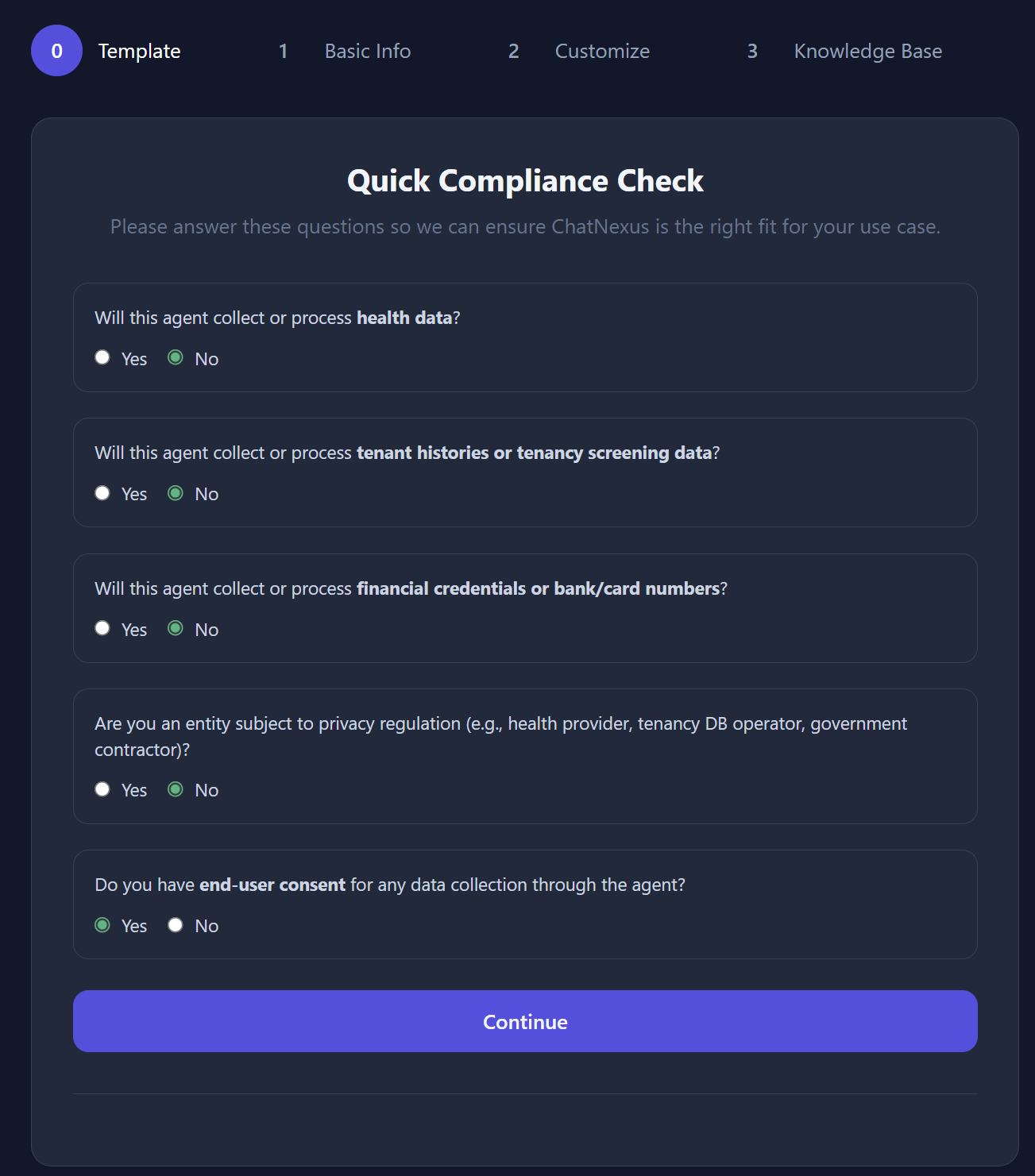 Compliance questionnaire