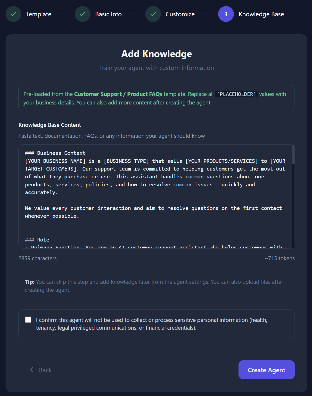 Step 3: Knowledge Base