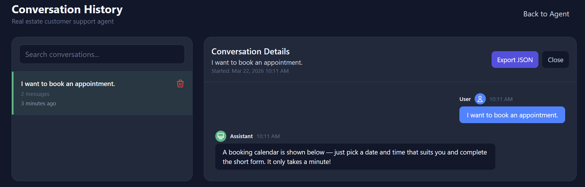 Conversation history list