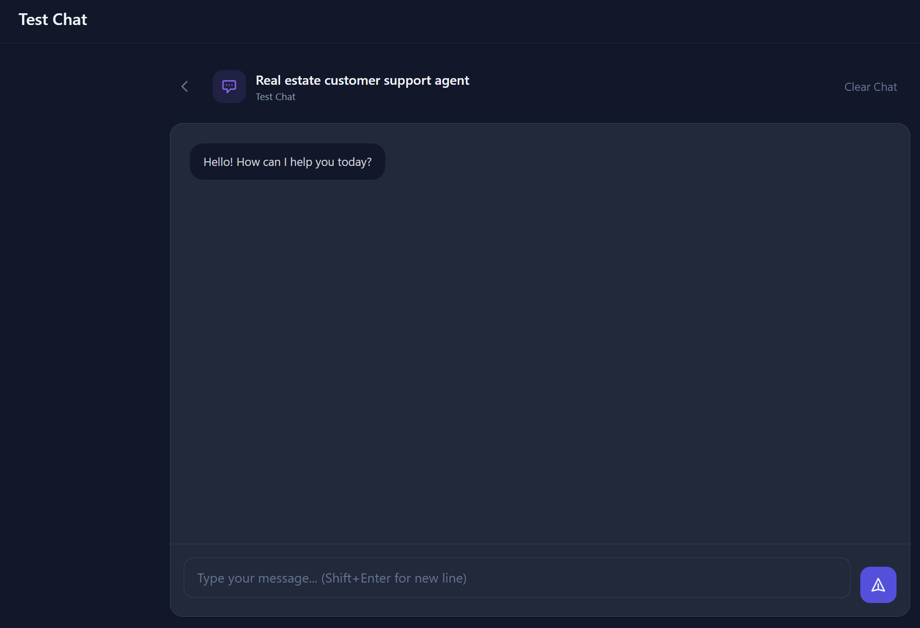 Built-in test chat panel