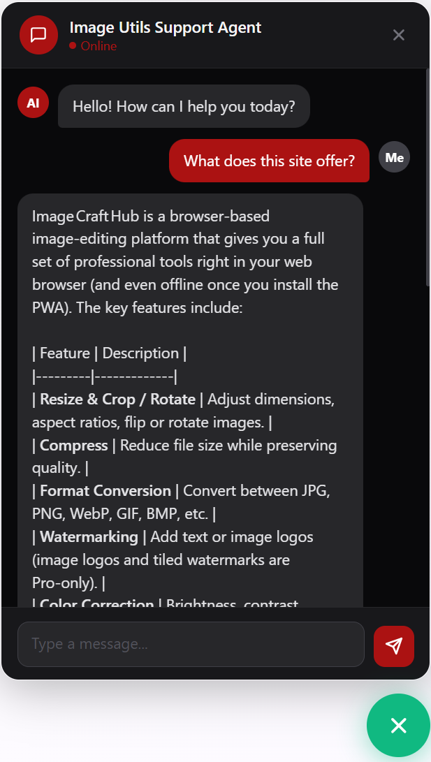 Embedded widget on a sample website